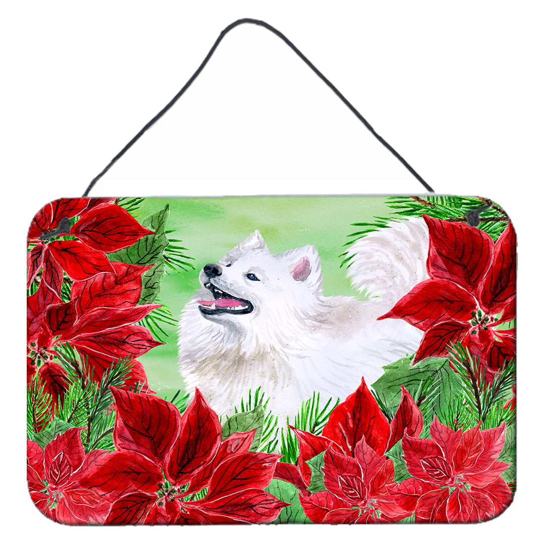 Samoyed Poinsettas Wall or Door Hanging Prints