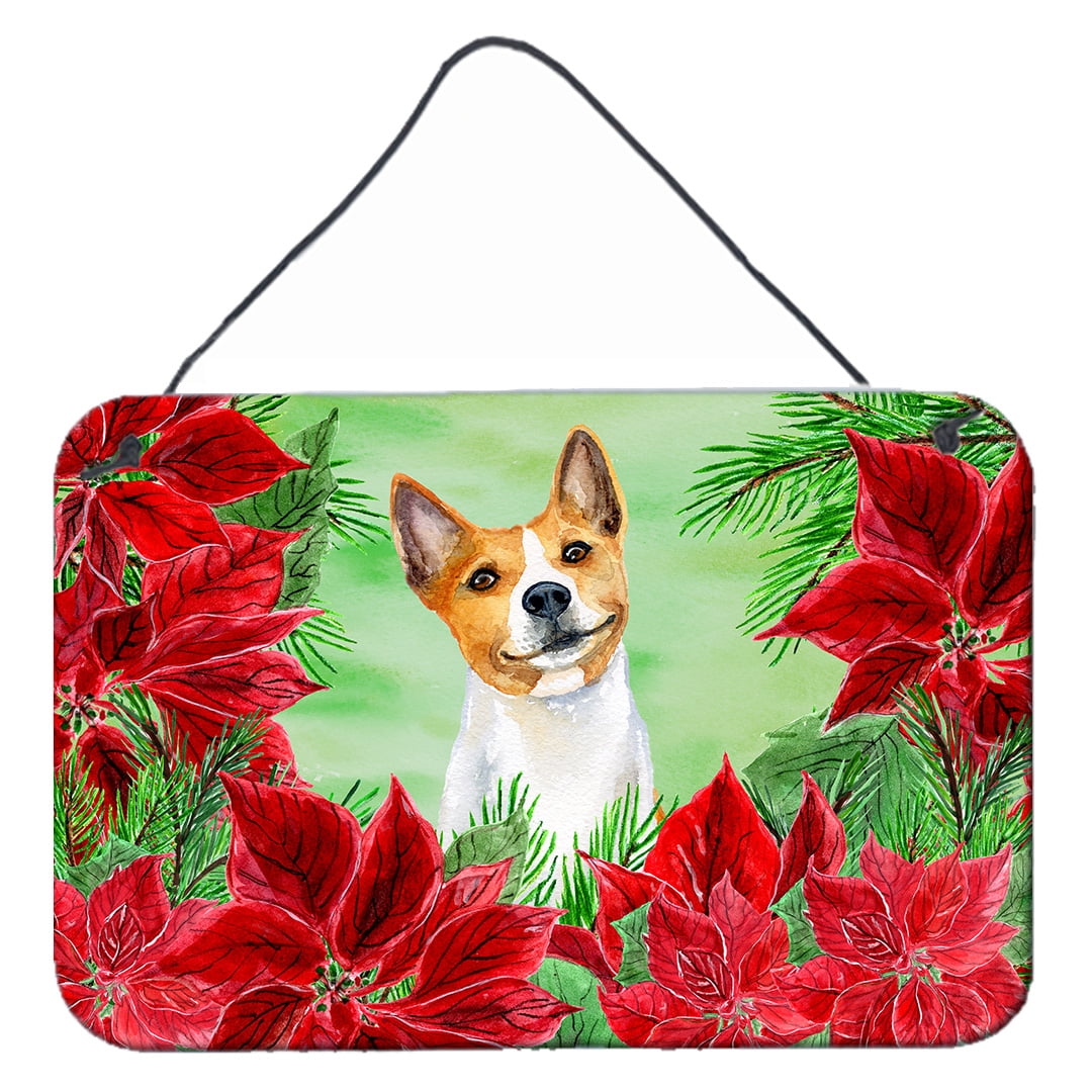 Basenji Poinsettas Wall or Door Hanging Prints