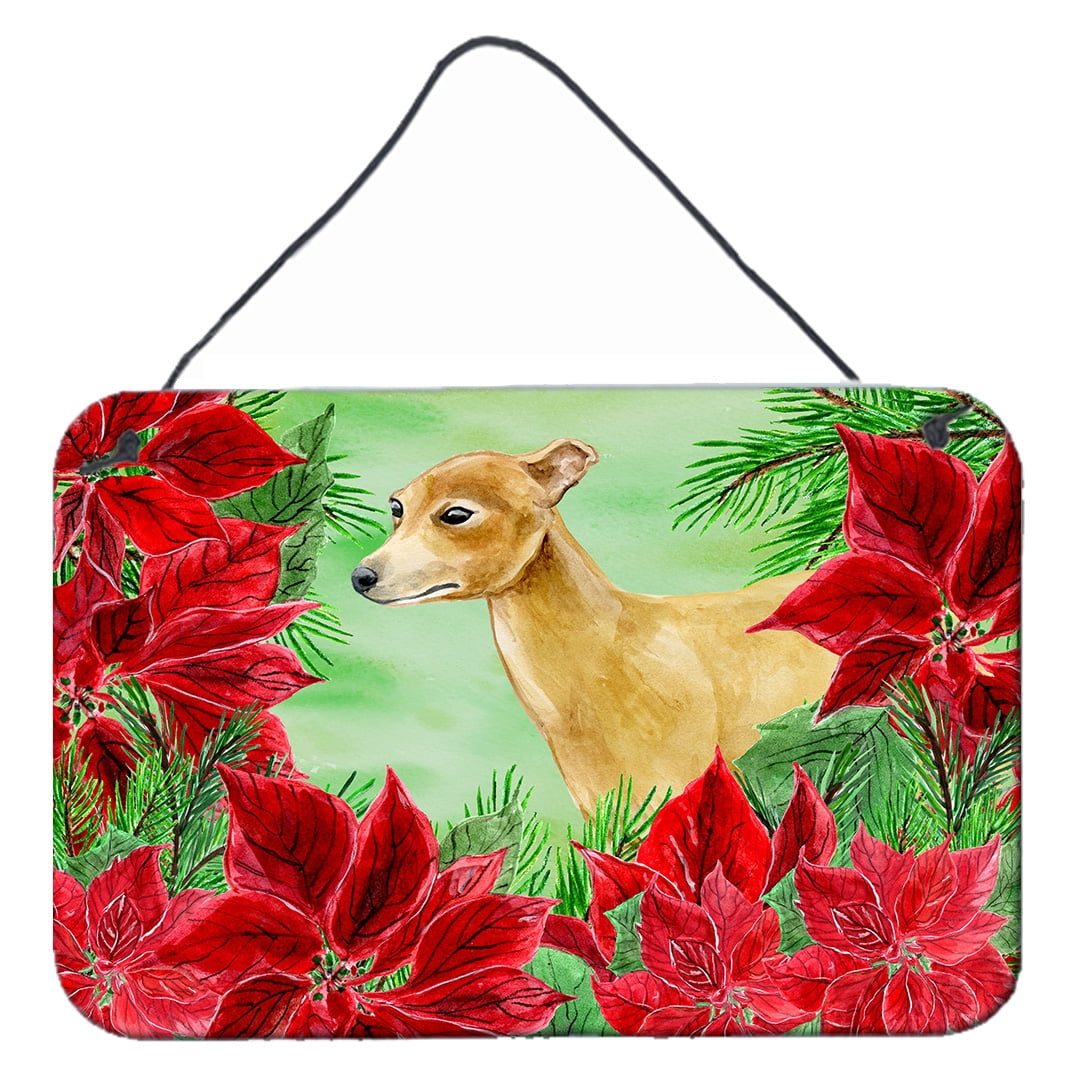 Italian Greyhound Poinsettas Wall or Door Hanging Prints