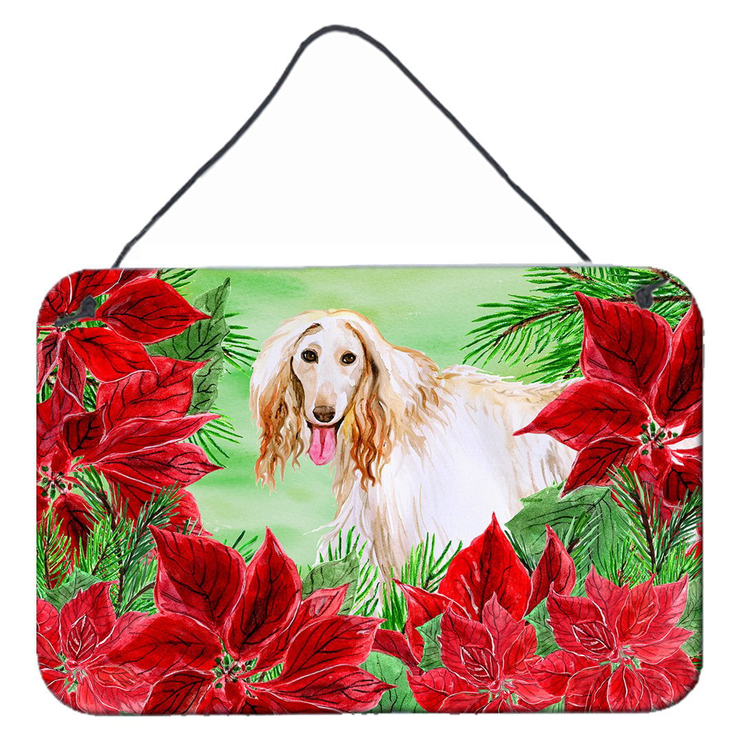 Afghan Hound Poinsettas Wall or Door Hanging Prints