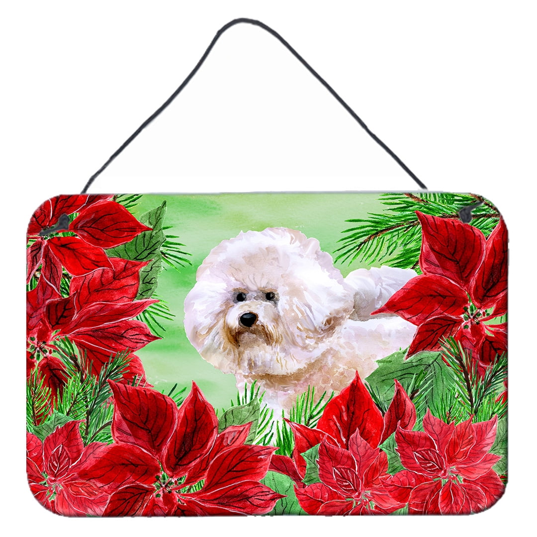 Bichon Frise No. 2 Poinsettas Wall or Door Hanging Prints