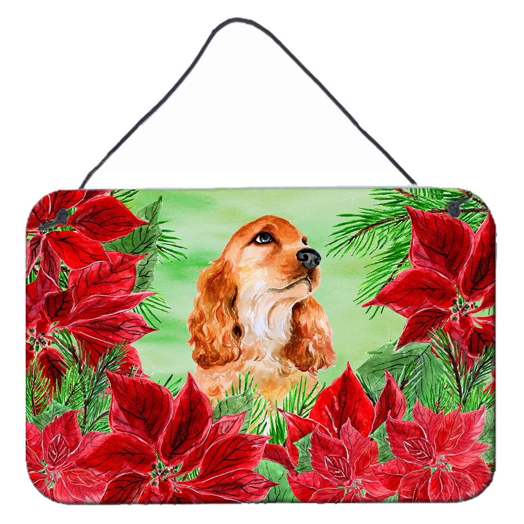Cocker Spaniel Poinsettas Wall or Door Hanging Prints