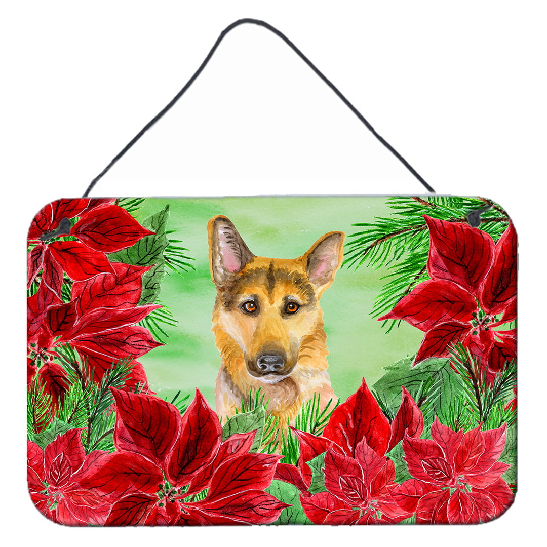 German Shepherd No. 2 Poinsettas Wall or Door Hanging Prints