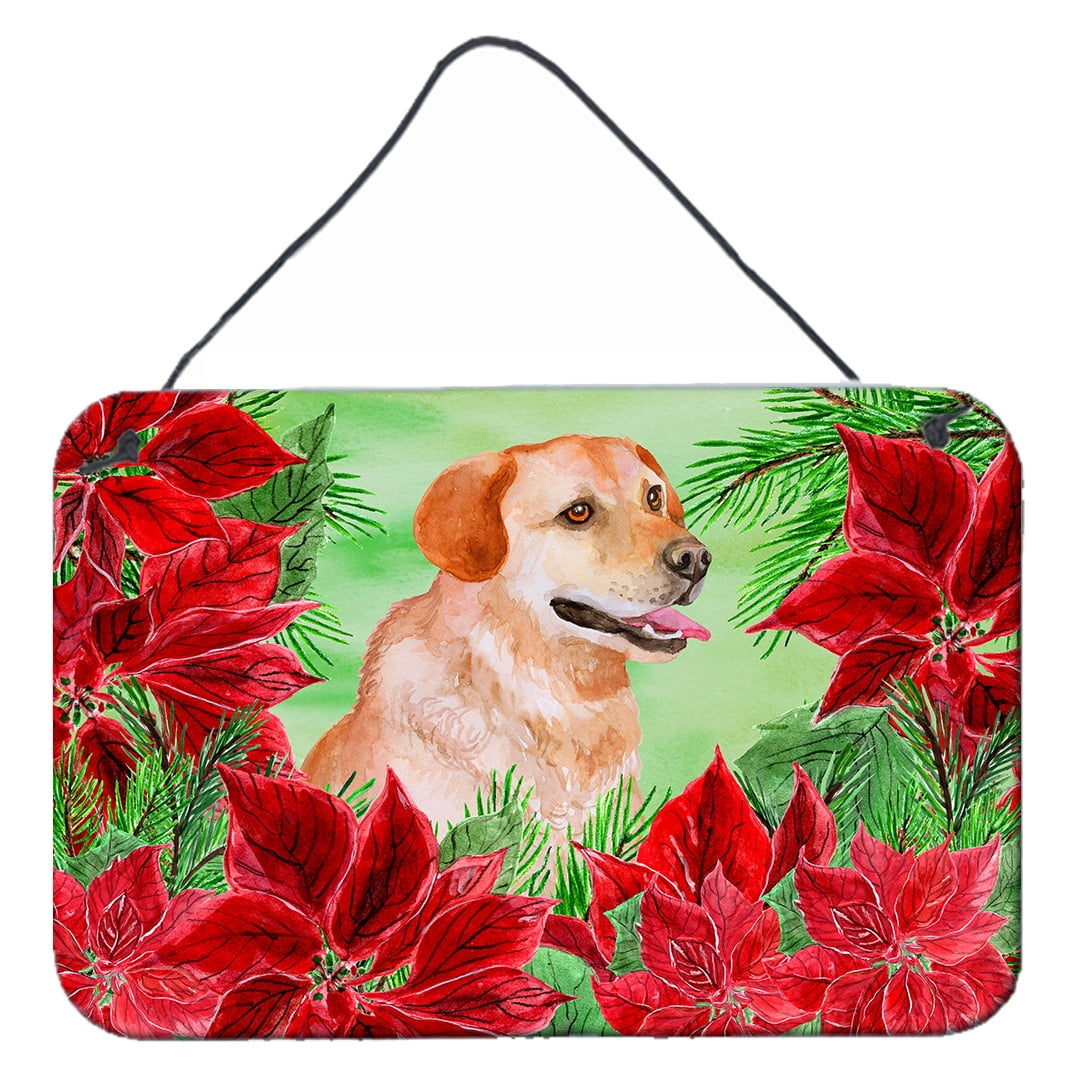 Labrador Retriever Poinsettas Wall or Door Hanging Prints