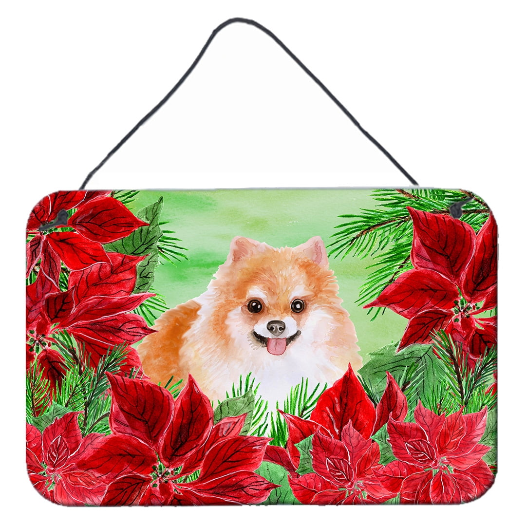 Pomeranian No. 2 Poinsettas Wall or Door Hanging Prints