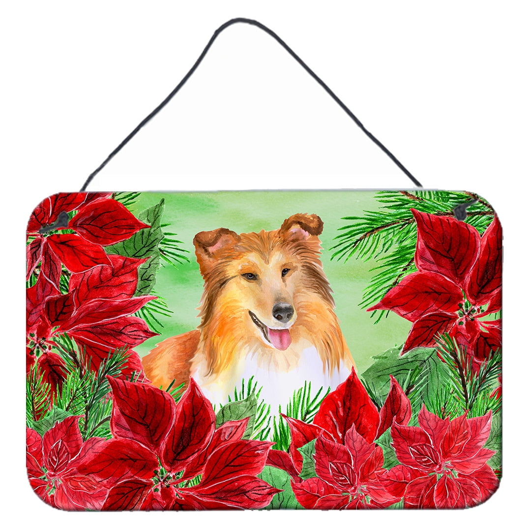 Sheltie Poinsettas Wall or Door Hanging Prints