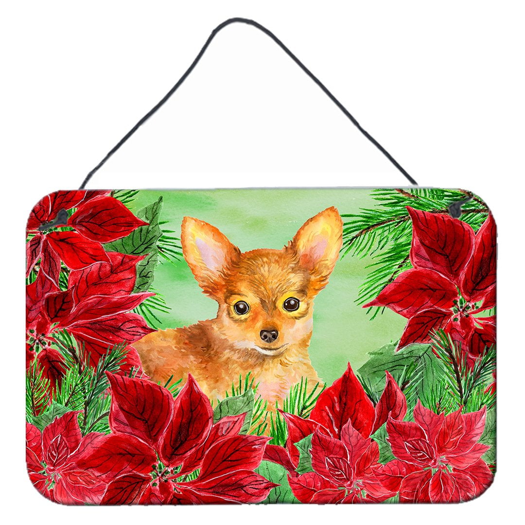 Toy Terrier Poinsettas Wall or Door Hanging Prints