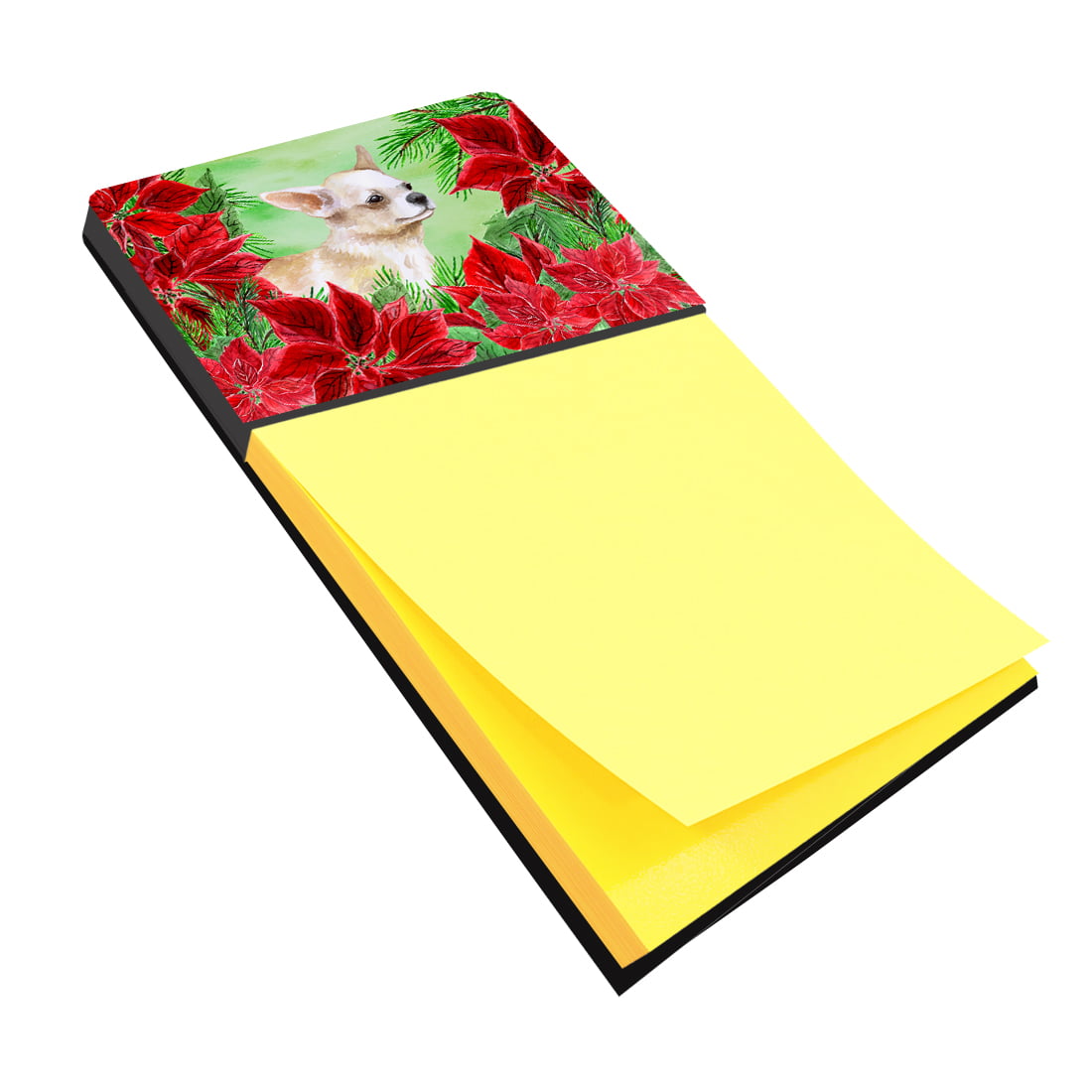 Picture of Carolines Treasures CK1345SN Chihuahua Leg up Poinsettas Sticky Note Holder