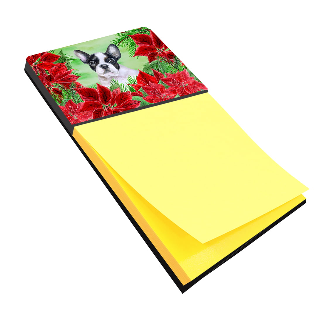 Picture of Carolines Treasures CK1358SN French Bulldog Black White Poinsettas Sticky Note Holder