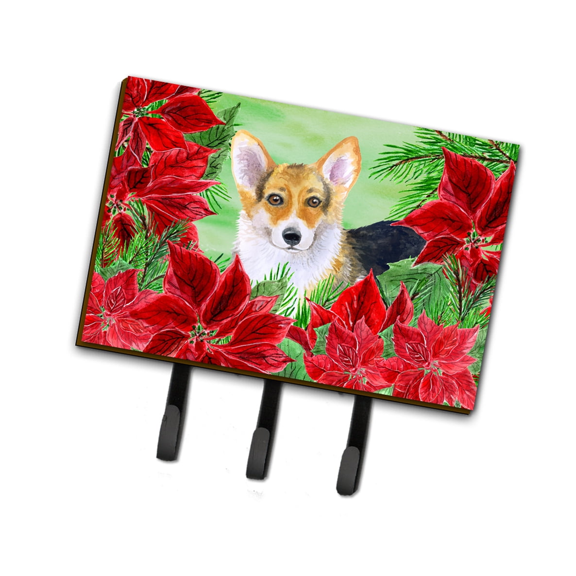 Pembroke Corgi Poinsettas Leash or Key Holder