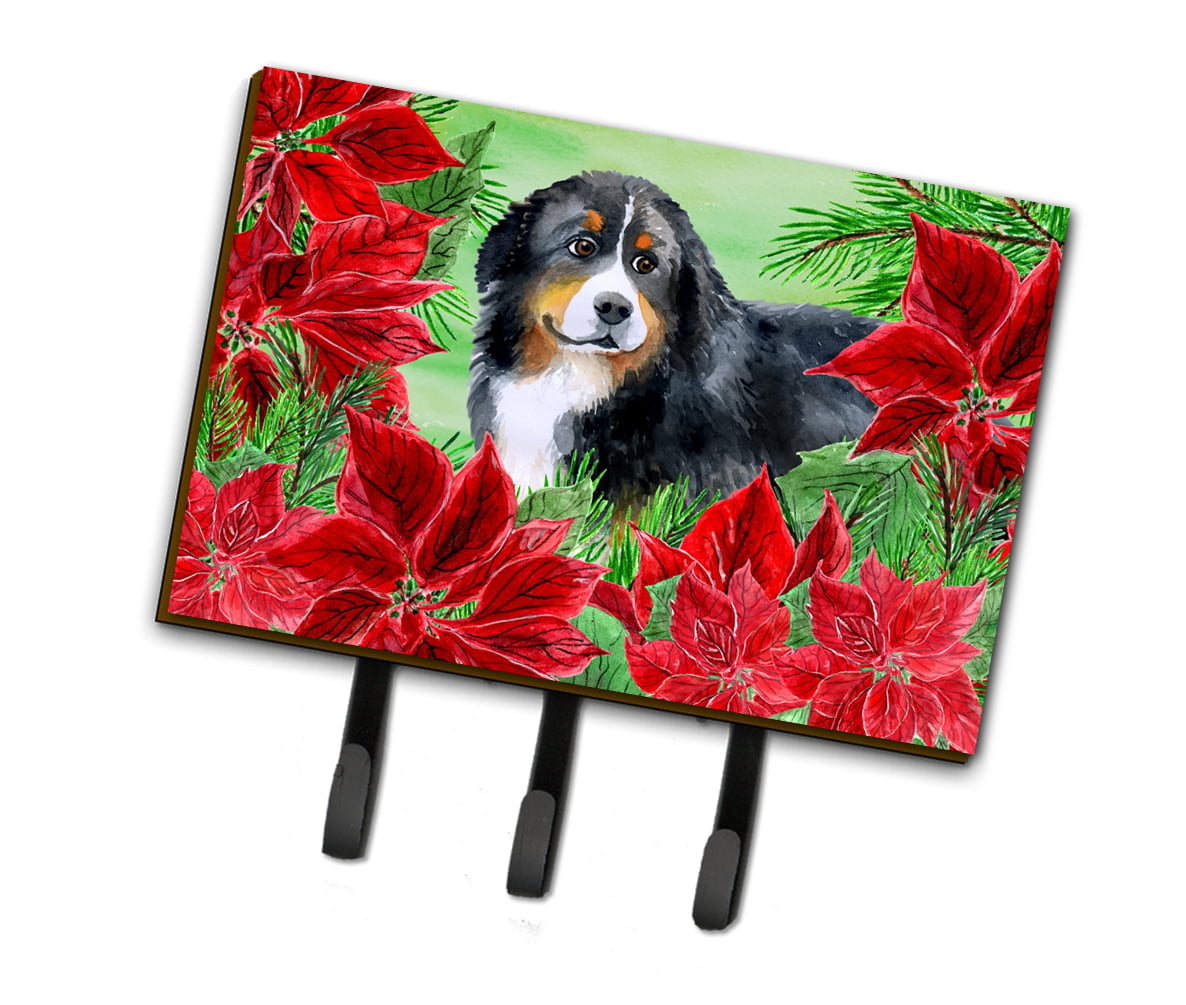 Bernese Mountain Dog Poinsettas Leash or Key Holder