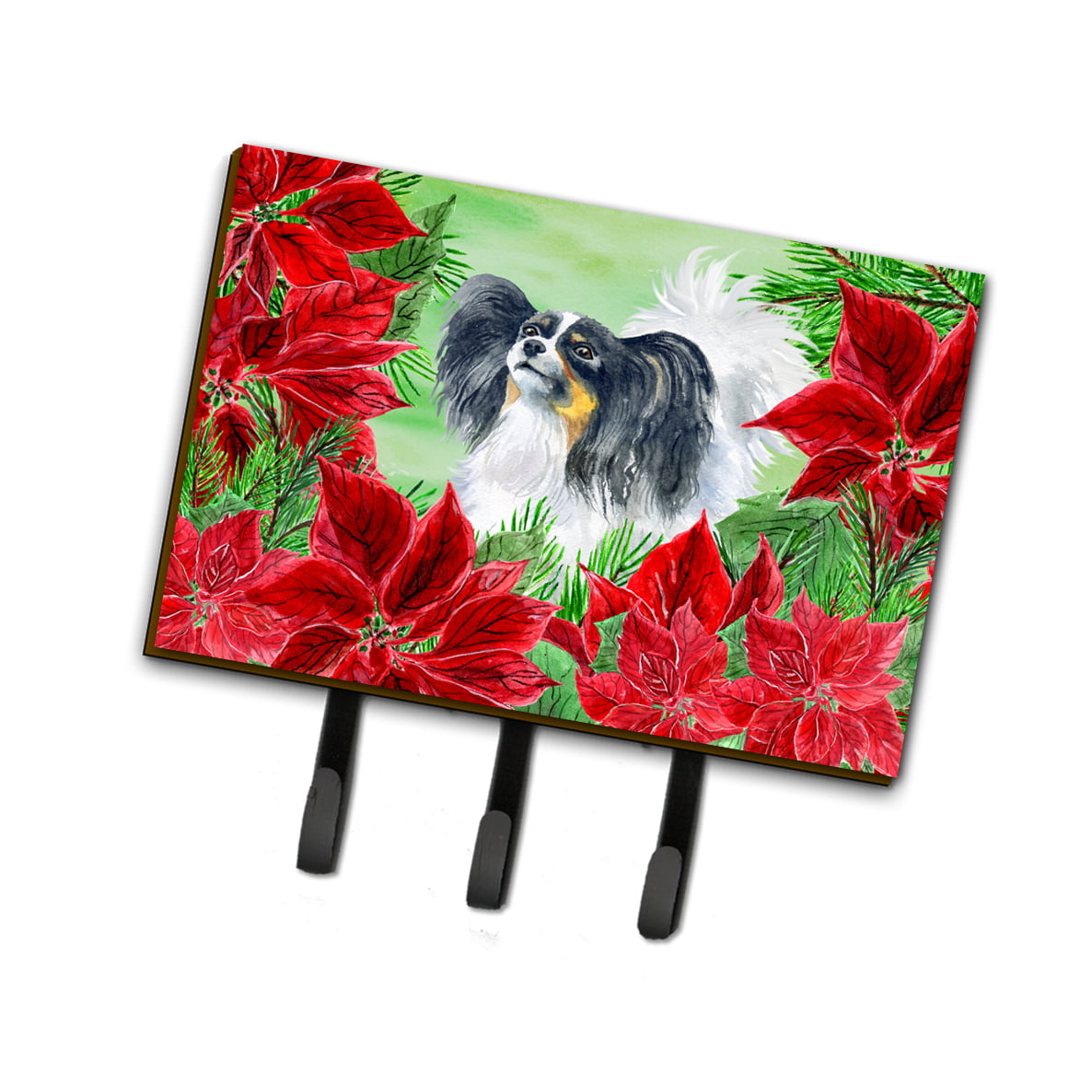 Papillon Poinsettas Leash or Key Holder