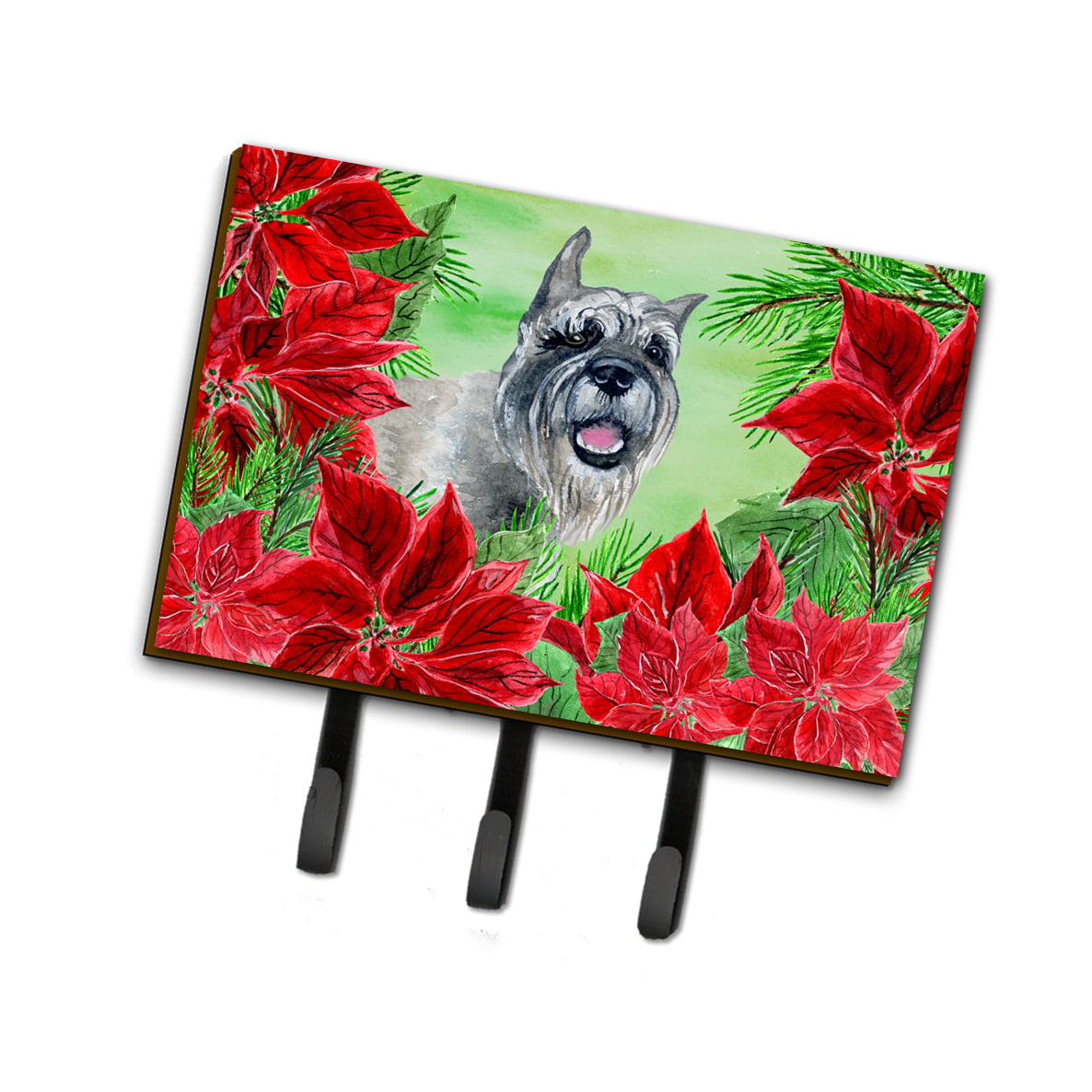 Schnauzer Poinsettas Leash or Key Holder