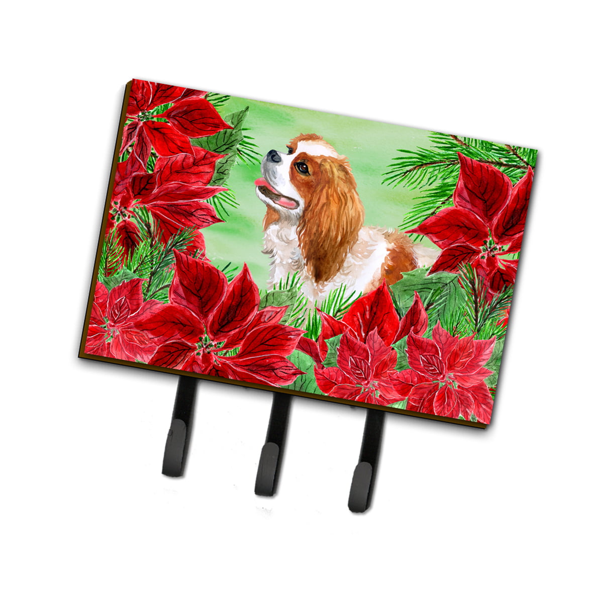 Cavalier Spaniel Poinsettas Leash or Key Holder
