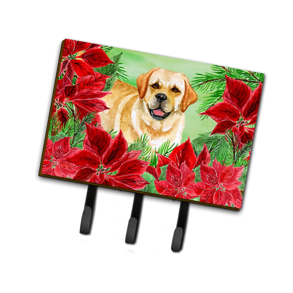 Golden Retriever Poinsettas Leash or Key Holder