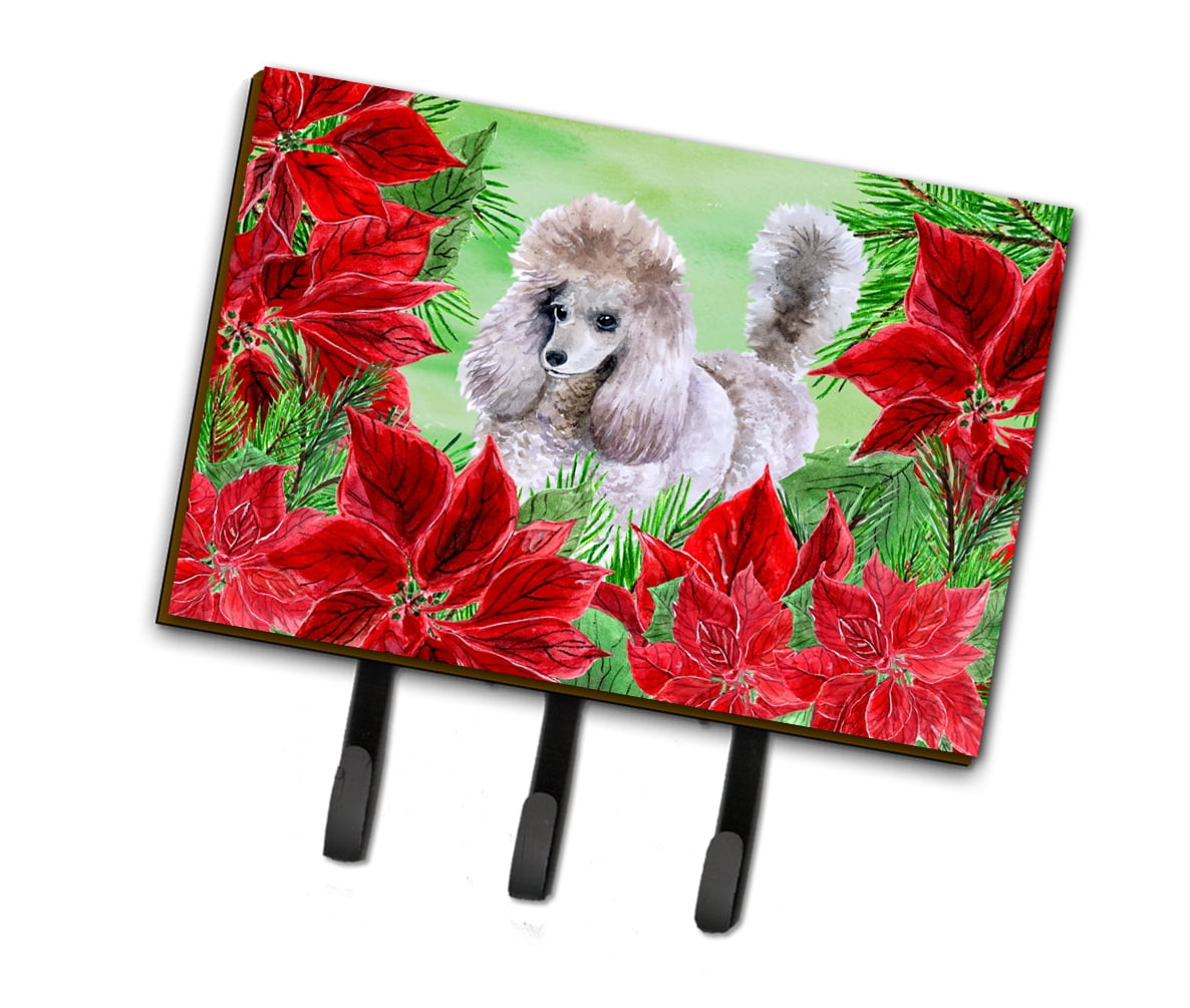 Poodle Poinsettas Leash or Key Holder