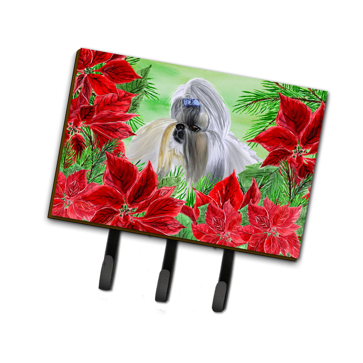 Shih Tzu Poinsettas Leash or Key Holder