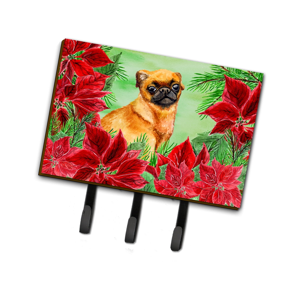 Small Brabant Griffon Poinsettas Leash or Key Holder
