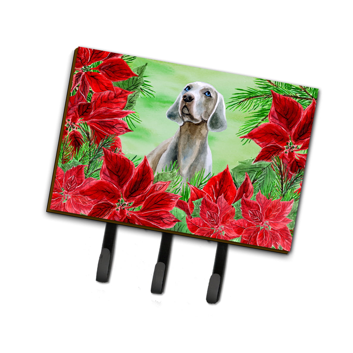 Weimaraner Poinsettas Leash or Key Holder