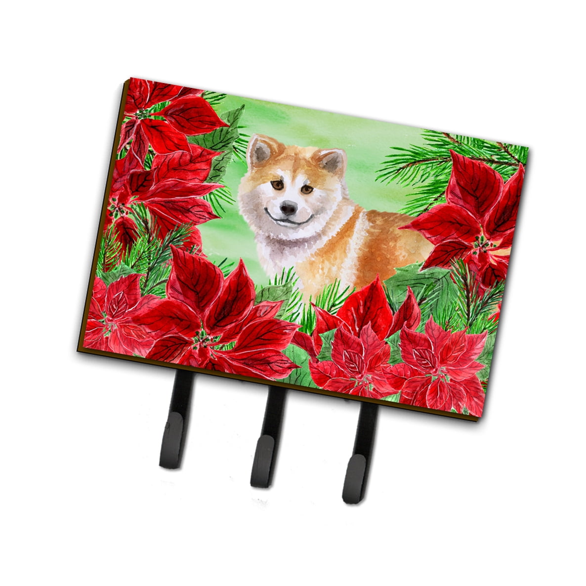 Shiba Inu Poinsettas Leash or Key Holder