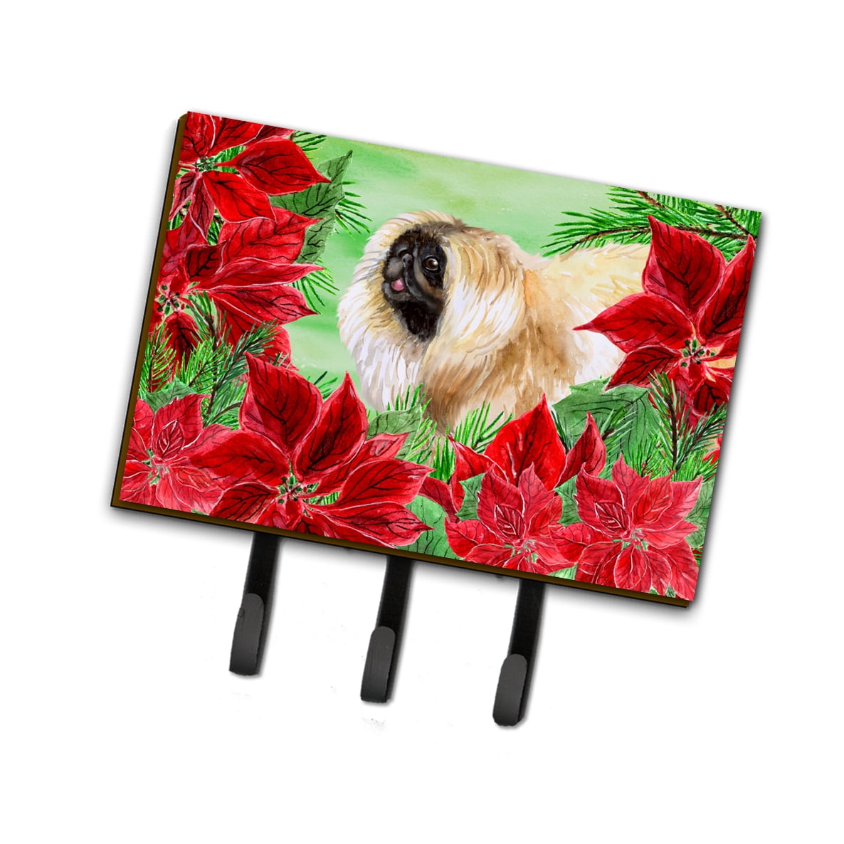 Pekingese Poinsettas Leash or Key Holder