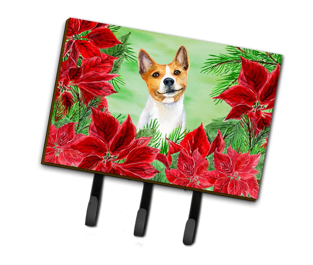 Basenji Poinsettas Leash or Key Holder