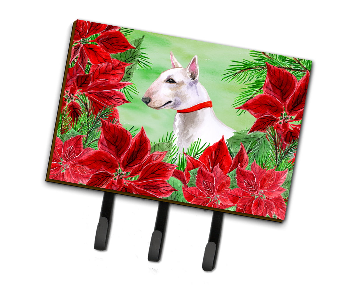 Bull Terrier Poinsettas Leash or Key Holder