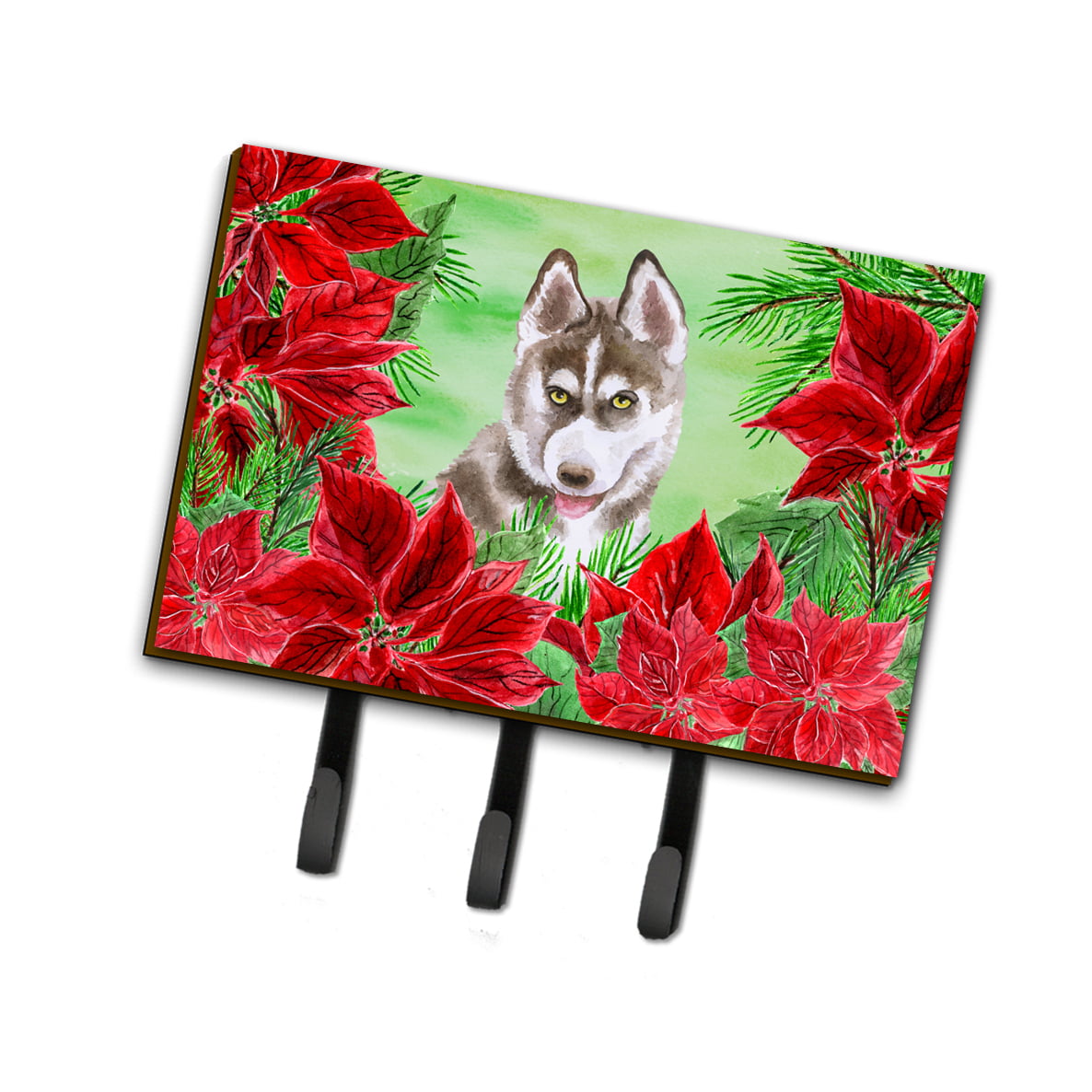 Siberian Husky Grey Poinsettas Leash or Key Holder