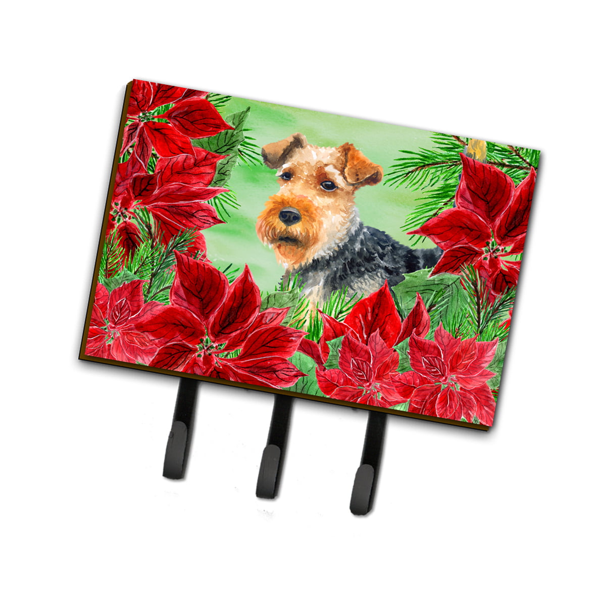 Welsh Terrier Poinsettas Leash or Key Holder