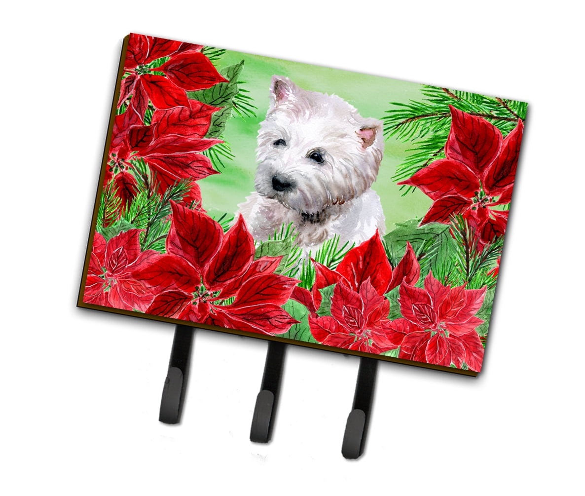 Westie Poinsettas Leash or Key Holder