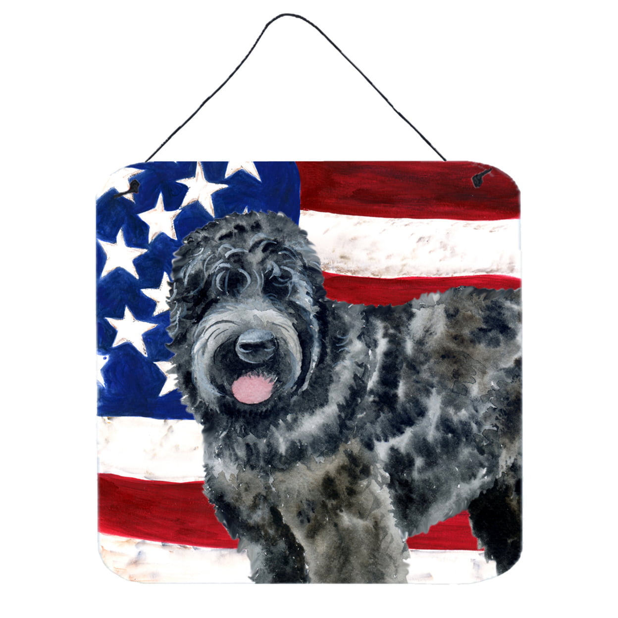 Black Russian Terrier Patriotic Wall or Door Hanging Prints