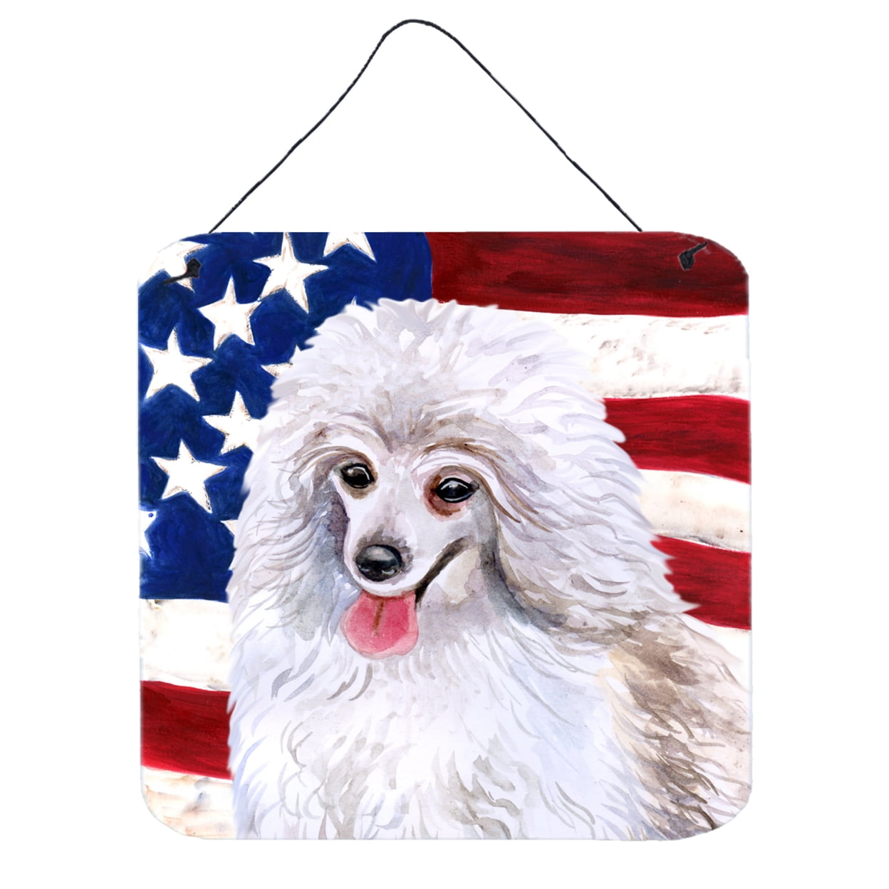 Medium White Poodle Patriotic Wall or Door Hanging Prints