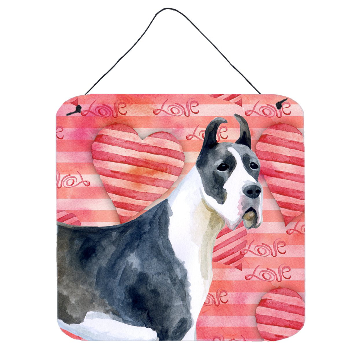 Harlequin Great Dane Love Wall or Door Hanging Prints