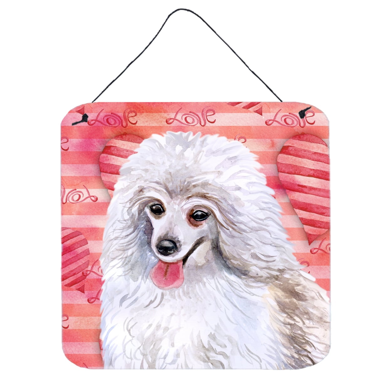 BB9770DS66 Medium White Poodle Love Wall or Door Hanging Prints