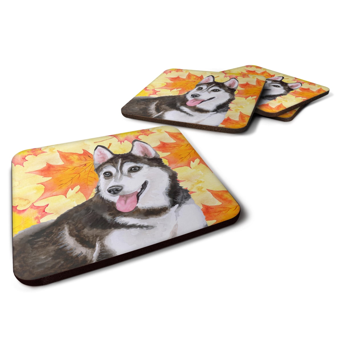 Siberian Husky No. 2 Fall Foam Coaster, Set of 4