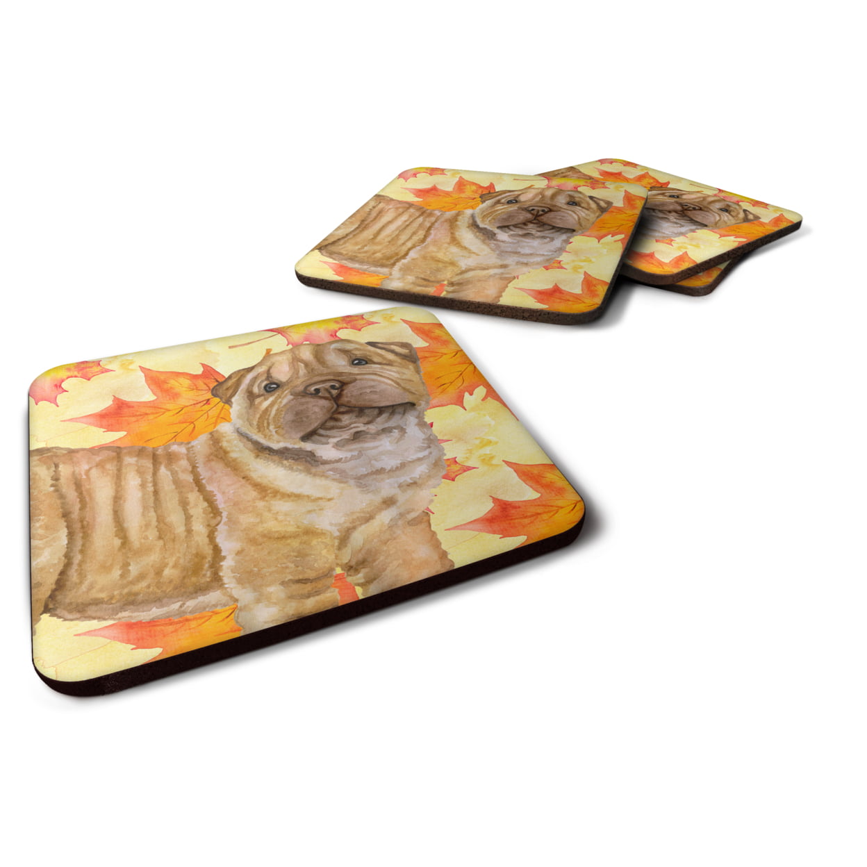 Shar Pei Puppy Fall Foam Coaster, Set of 4