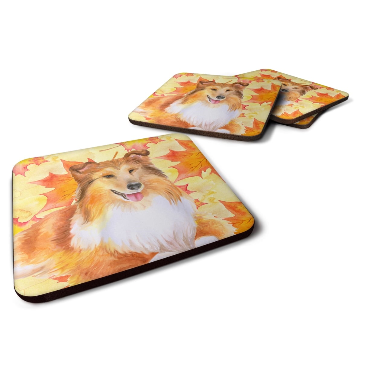 Sheltie Fall Foam Coaster, Set of 4