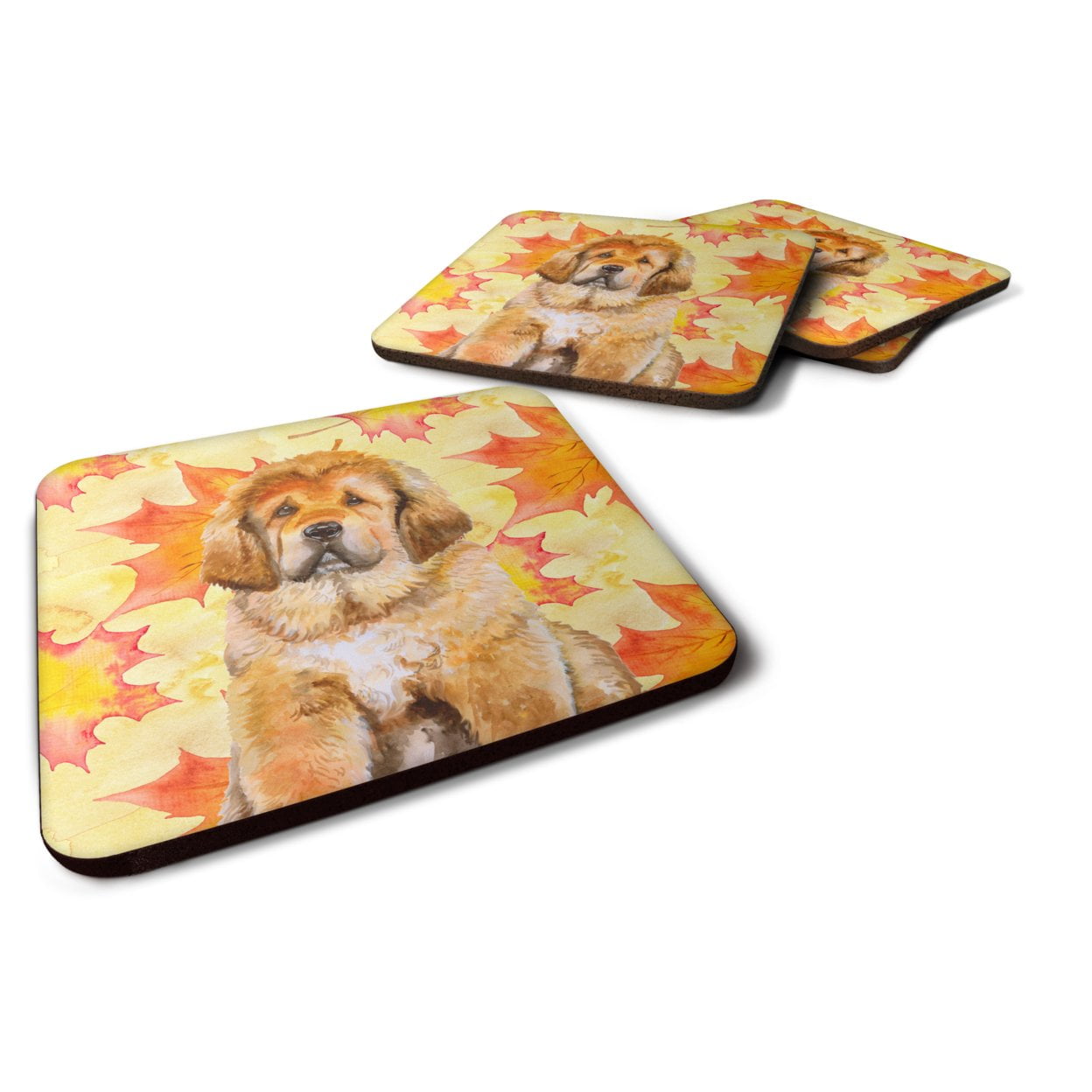 Tibetan Mastiff Fall Foam Coaster, Set of 4