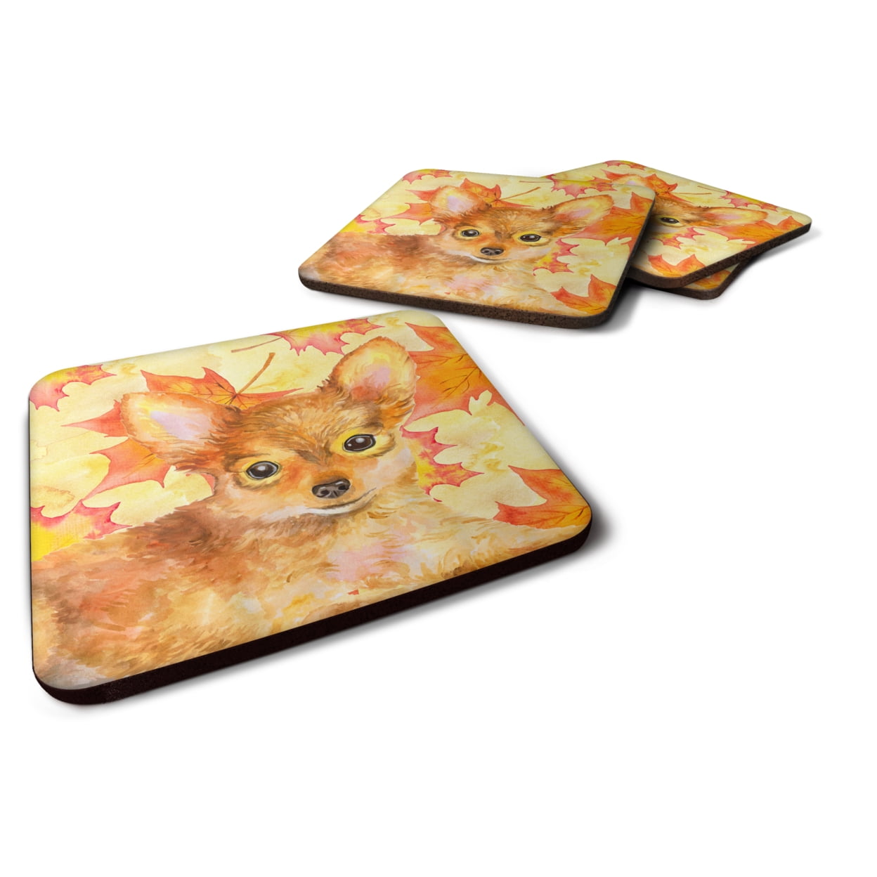 Toy Terrier Fall Foam Coaster, Set of 4