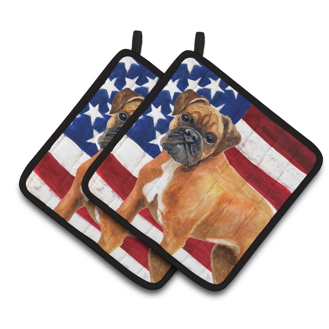 German Boxer Patriotic Pair of Pot Holders