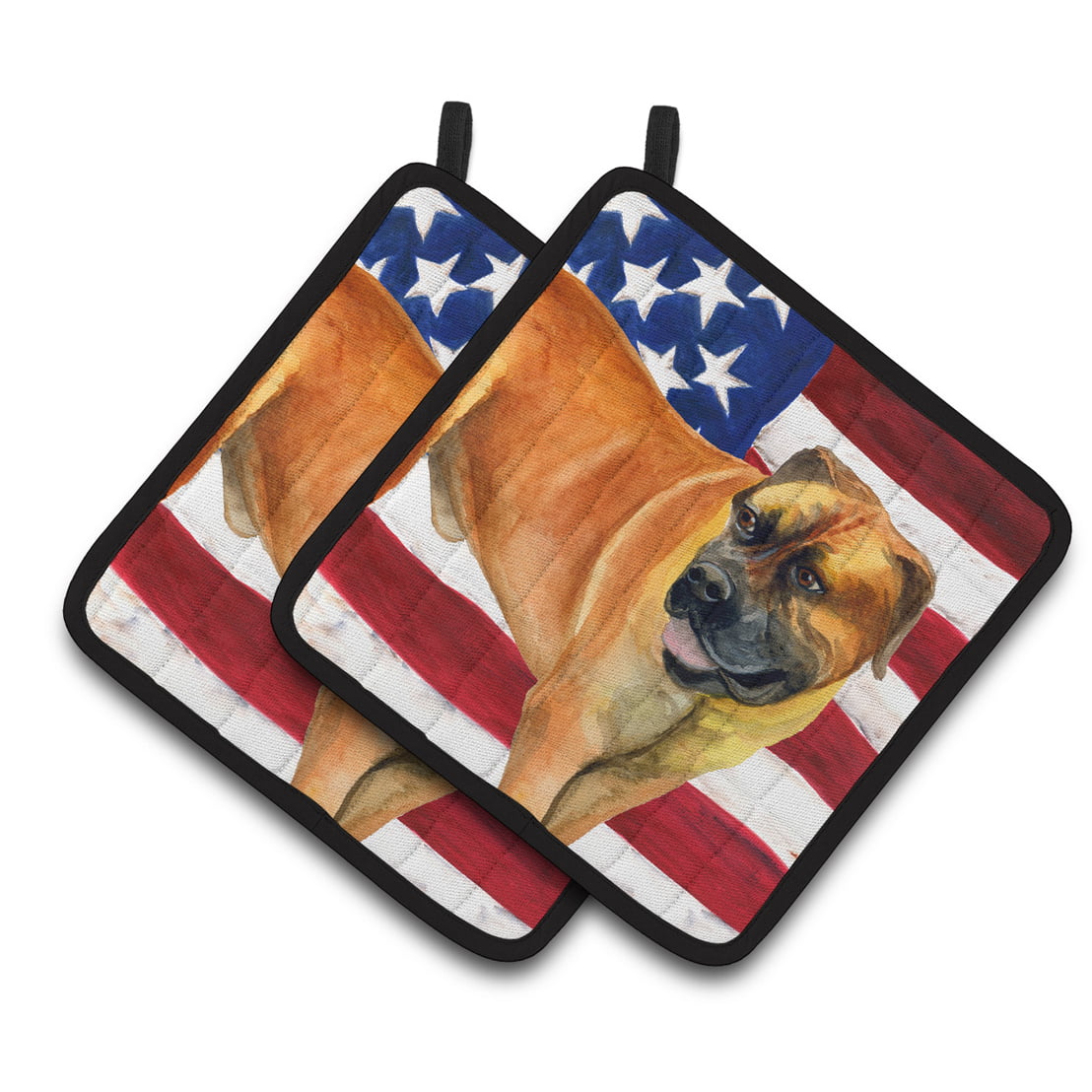 Boerboel Mastiff Patriotic Pair of Pot Holders
