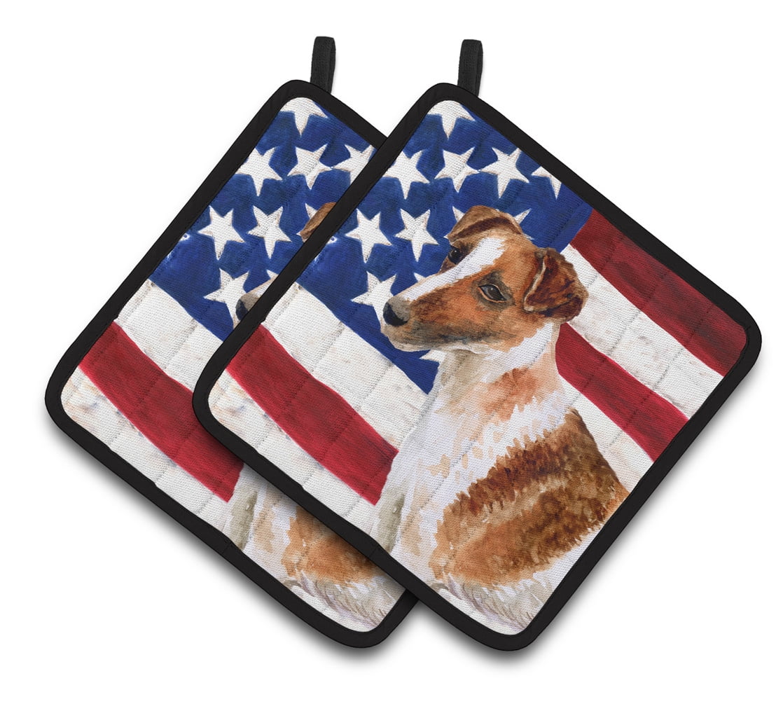 Smooth Fox Terrier Patriotic Pair of Pot Holders