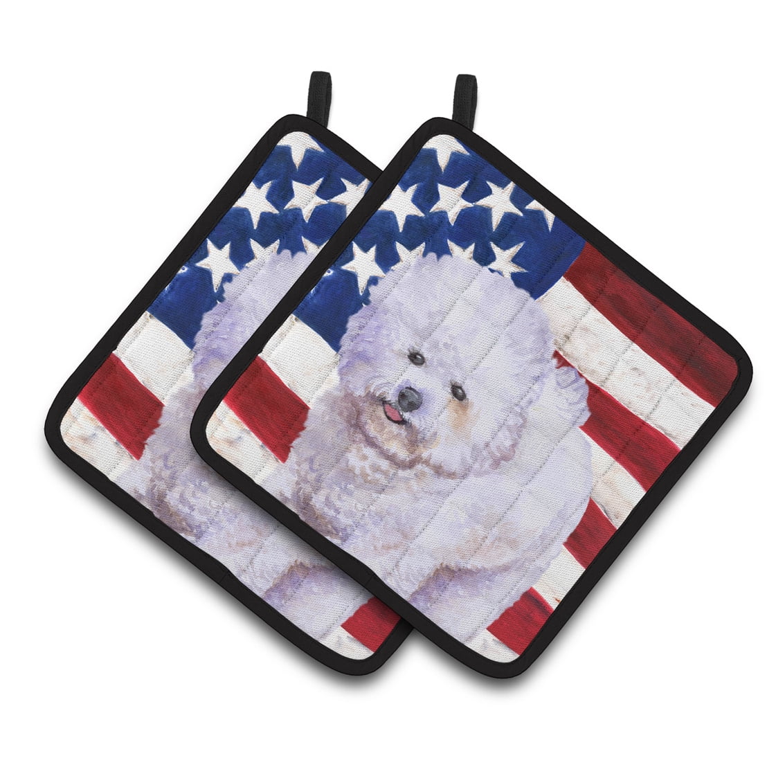 Bichon Frise Patriotic Pair of Pot Holders