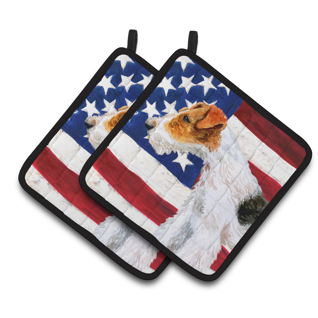 Fox Terrier Patriotic Pair of Pot Holders