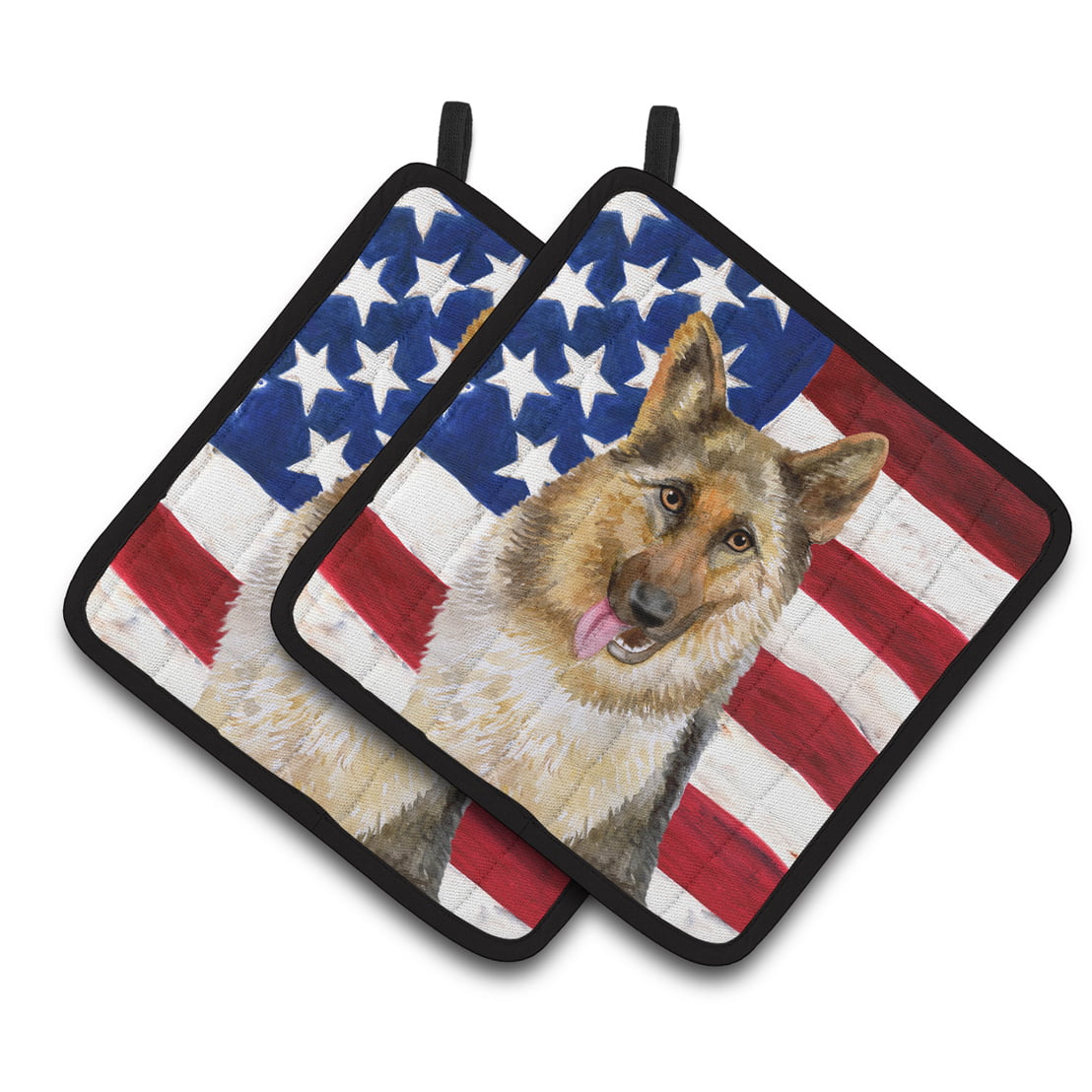 German Shepherd Patriotic Pair of Pot Holders