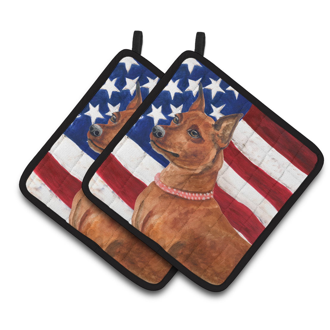Miniature Pinscher Patriotic Pair of Pot Holders