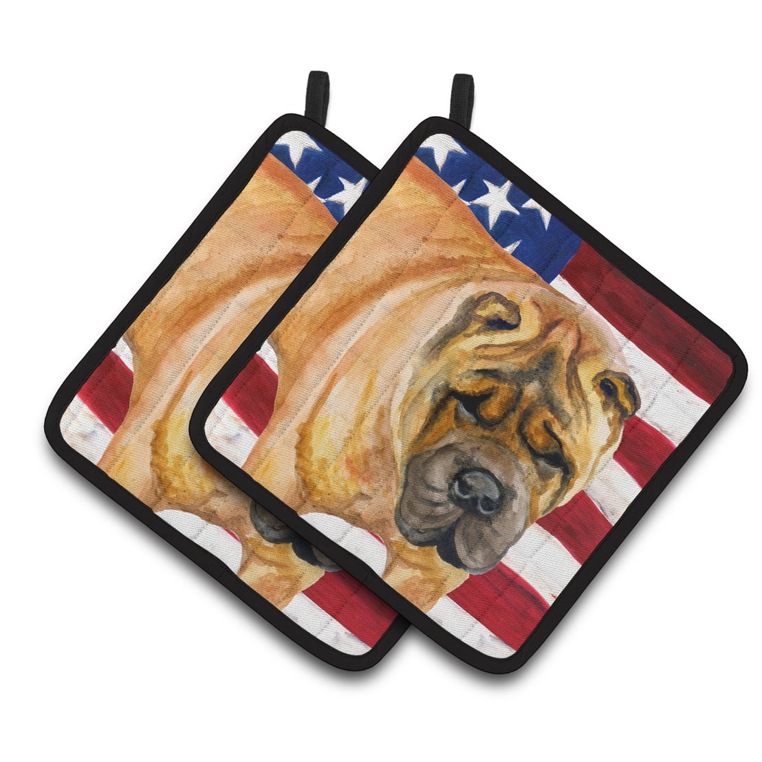 Shar Pei Patriotic Pair of Pot Holders