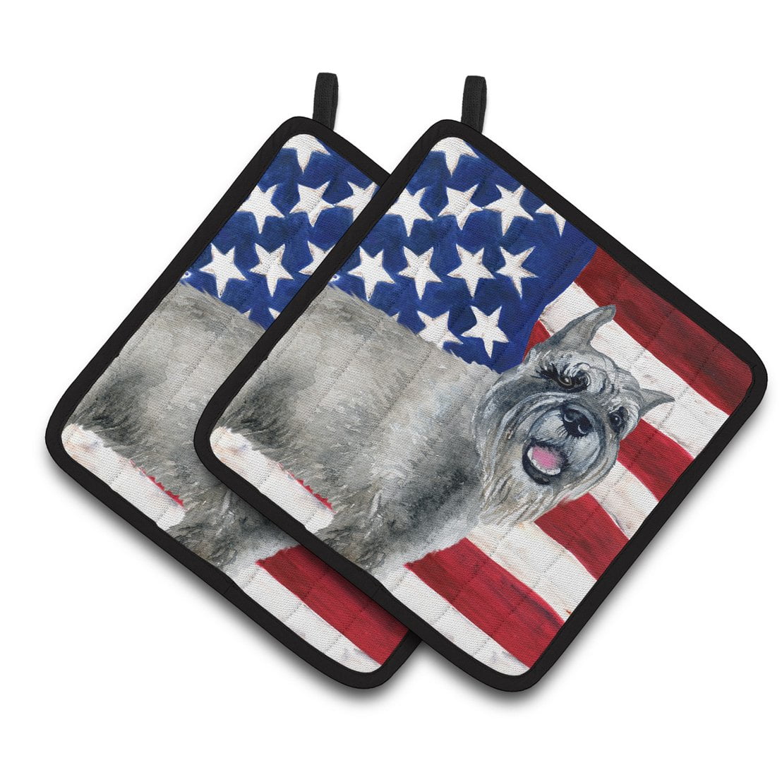 Schnauzer Patriotic Pair of Pot Holders
