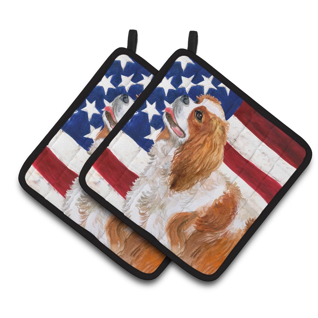 BB9663PTHD Cavalier Spaniel Patriotic Pair of Pot Holders