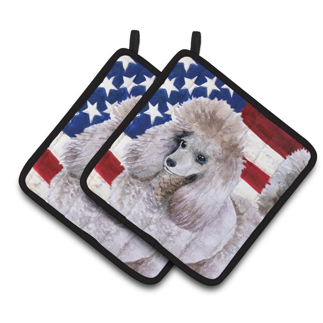 Poodle Patriotic Pair of Pot Holders